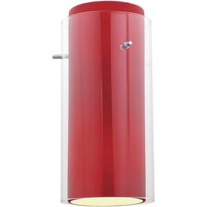 Glassn Glass Brushed Steel 5 inch Shade in Clear and Red, Cylinder