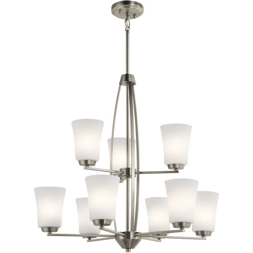 Tao 9 Light 27 inch Brushed Nickel Chandelier 2 Tier Ceiling Light