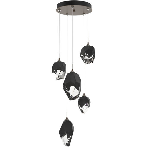 Chrysalis 5 Light 15.7 inch Bronze Pendant Ceiling Light in Black Crystal