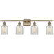 Ballston Caledonia 4 Light 36 inch Antique Brass Bath Vanity Light Wall Light in Incandescent, Mouchette Glass, Ballston
