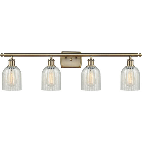 Ballston Caledonia 4 Light 36 inch Antique Brass Bath Vanity Light Wall Light in Incandescent, Mouchette Glass, Ballston