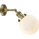 Franklin Restoration Beacon 1 Light 6 inch Antique Brass Sconce Wall Light in Cased Matte White Glass, Franklin Restoration