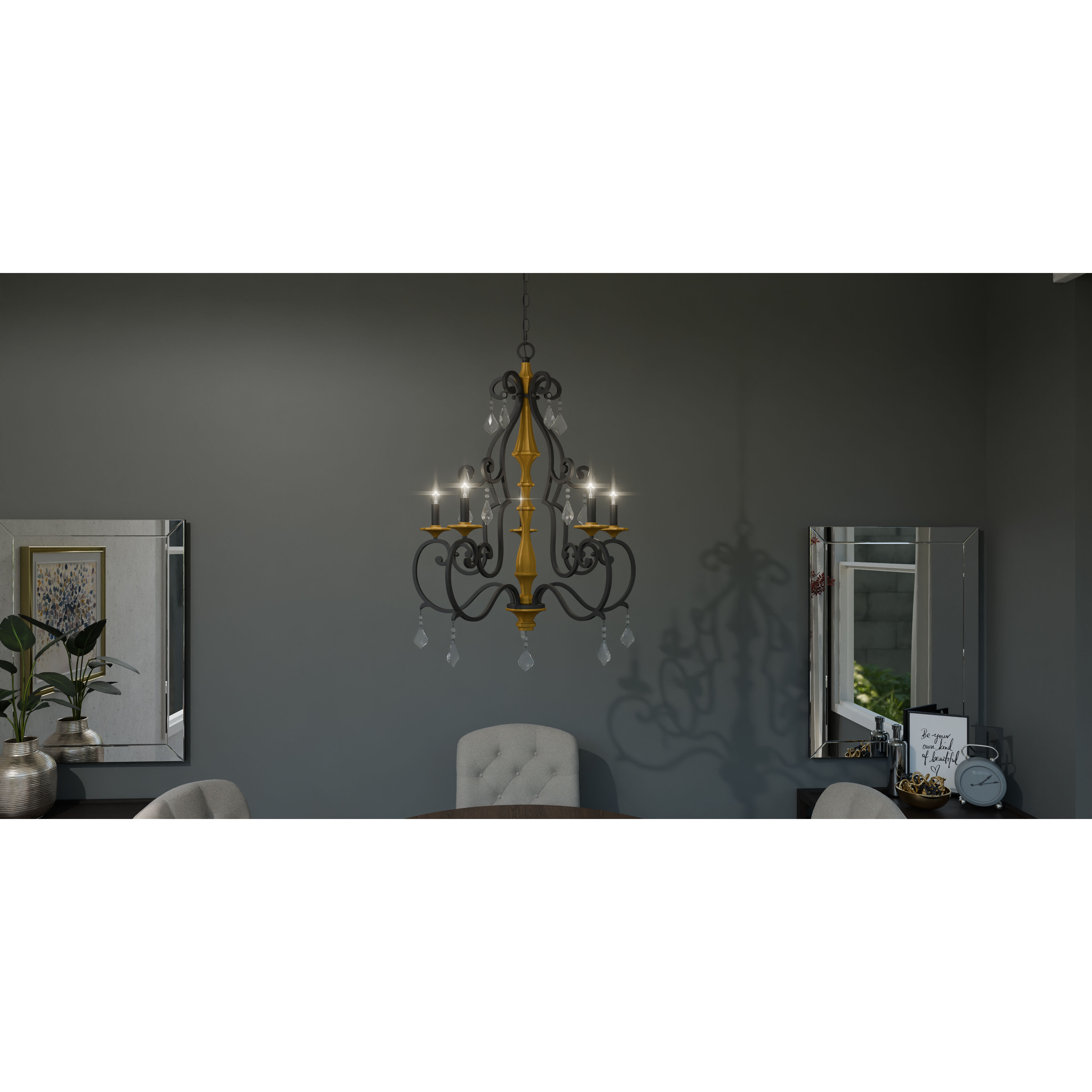 Althea 5 Light 26 inch Matte Black Chandelier Ceiling Light
