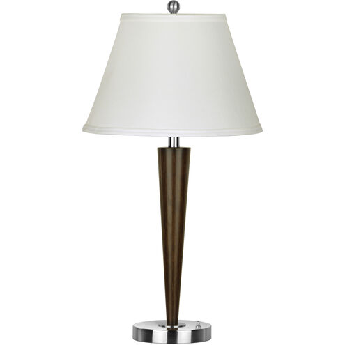 Signature 31 inch 60 watt Brushed Steel Wood Table Lamp Portable Light