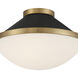 Xander 2 Light 16.25 inch Vibrant Gold Flush Ceiling Light in Vibrant Gold and Matte Black