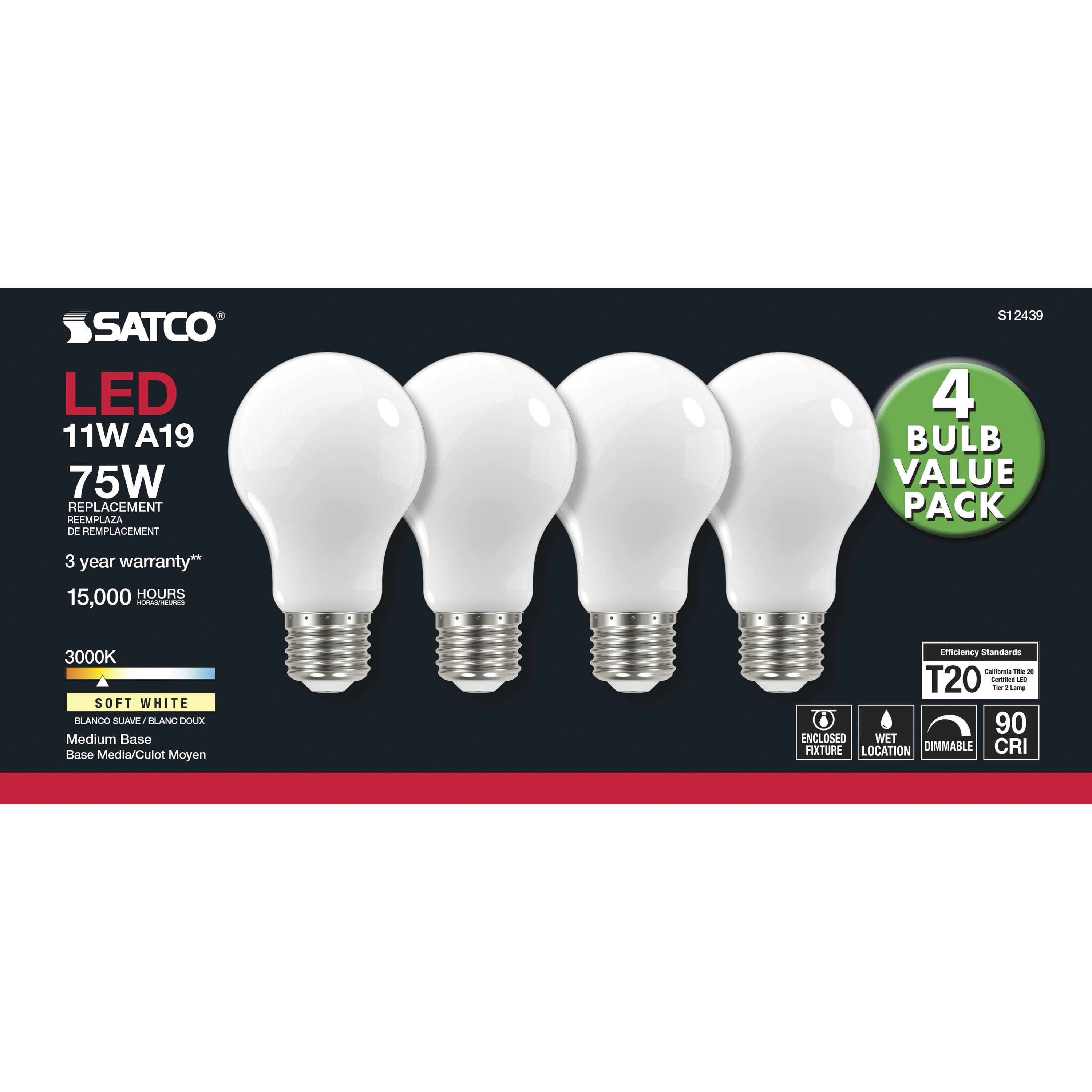 Lumos LED Medium A19 11.00 watt 3000K LED Filament