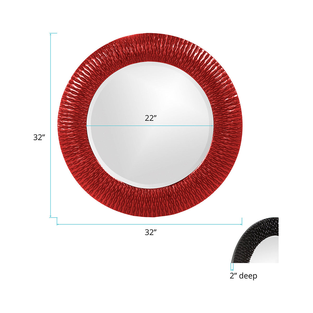 Bergman 32 X 32 inch Glossy Red Wall Mirror