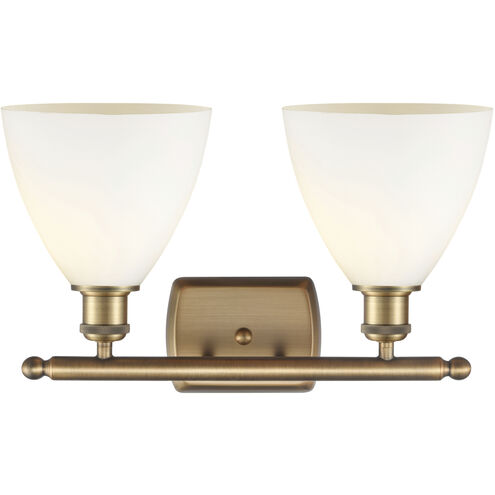 Ballston Ballston Dome 2 Light 18 inch Brushed Brass Bath Vanity Light Wall Light in Matte White Glass