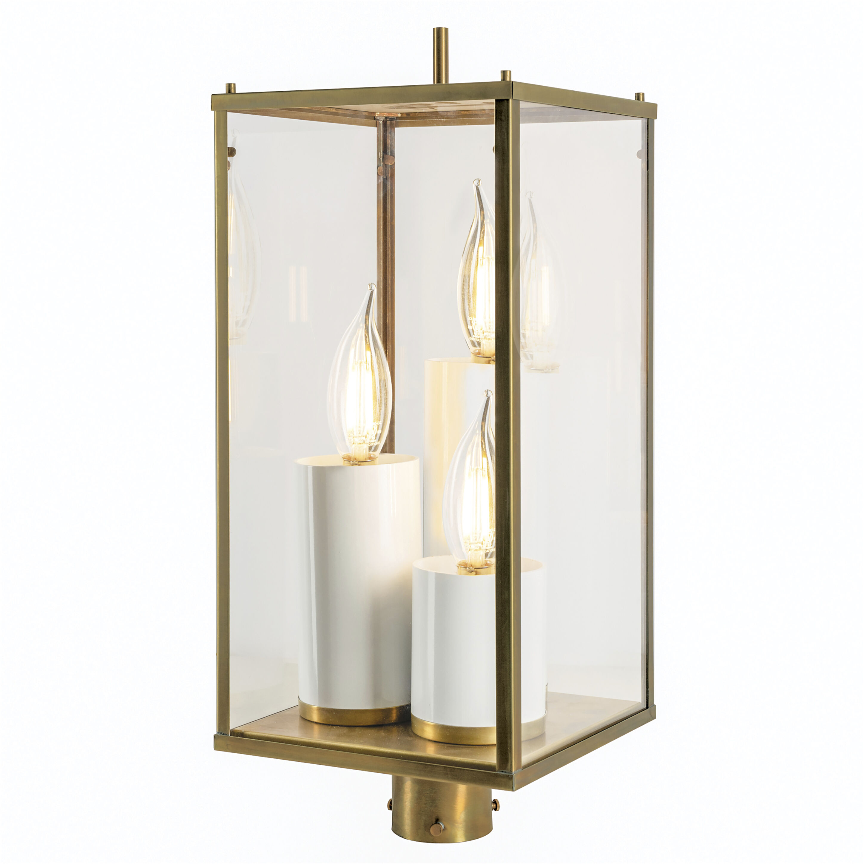 Back Bay 3 Light 23.25 inch Aged Brass Outdoor Post Light