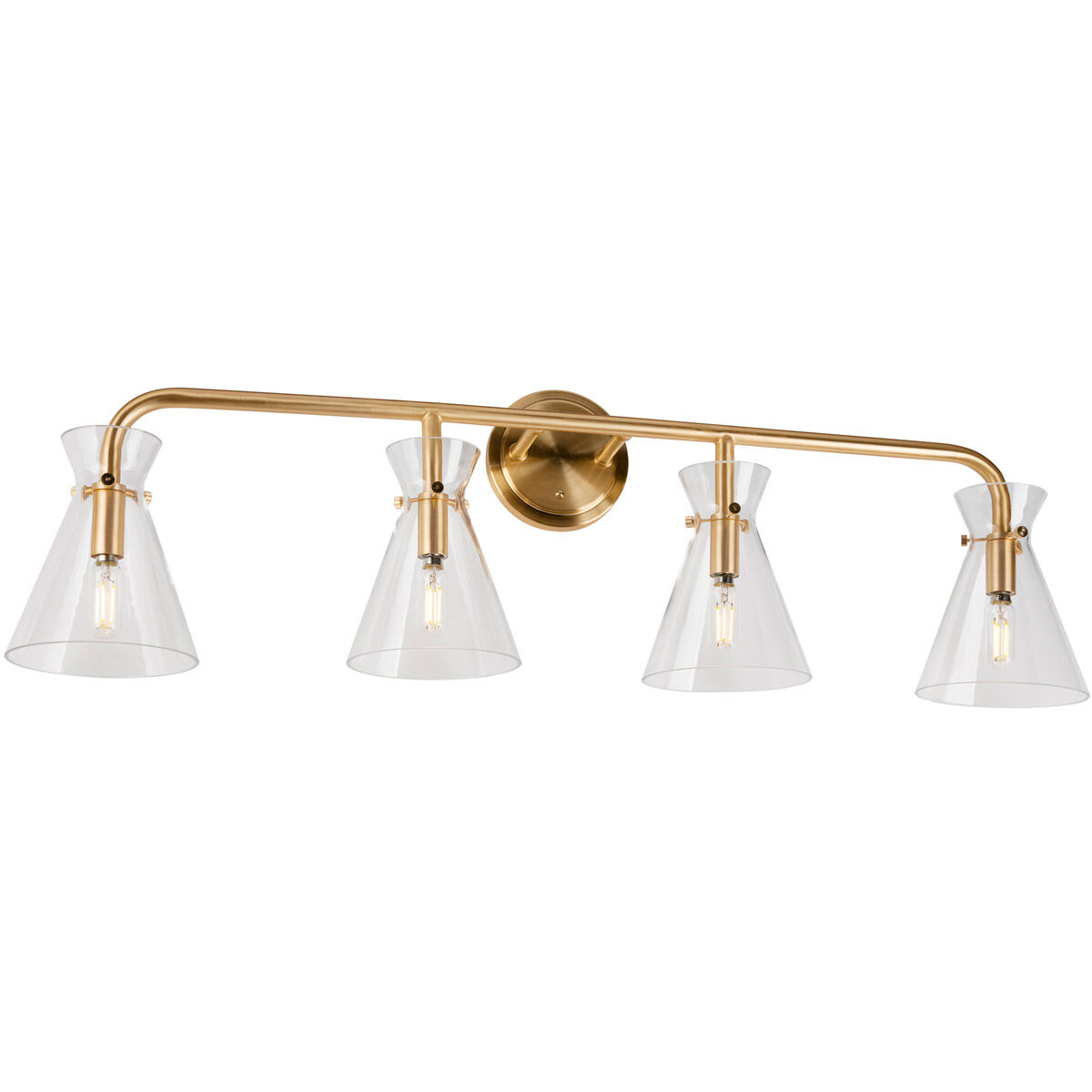 Beaker 4 Light 36 inch Soft Gold Vanity Light Wall Light