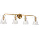Beaker 4 Light 36 inch Soft Gold Vanity Light Wall Light