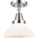 Franklin Restoration Caden LED 8 inch Polished Chrome Flush Mount Ceiling Light in Matte White Glass
