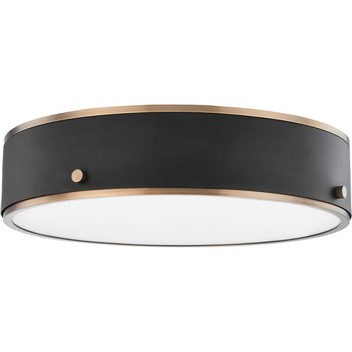 Eli 1 Light 16 inch Patina Brass/Soft Black Flush Mount Ceiling Light