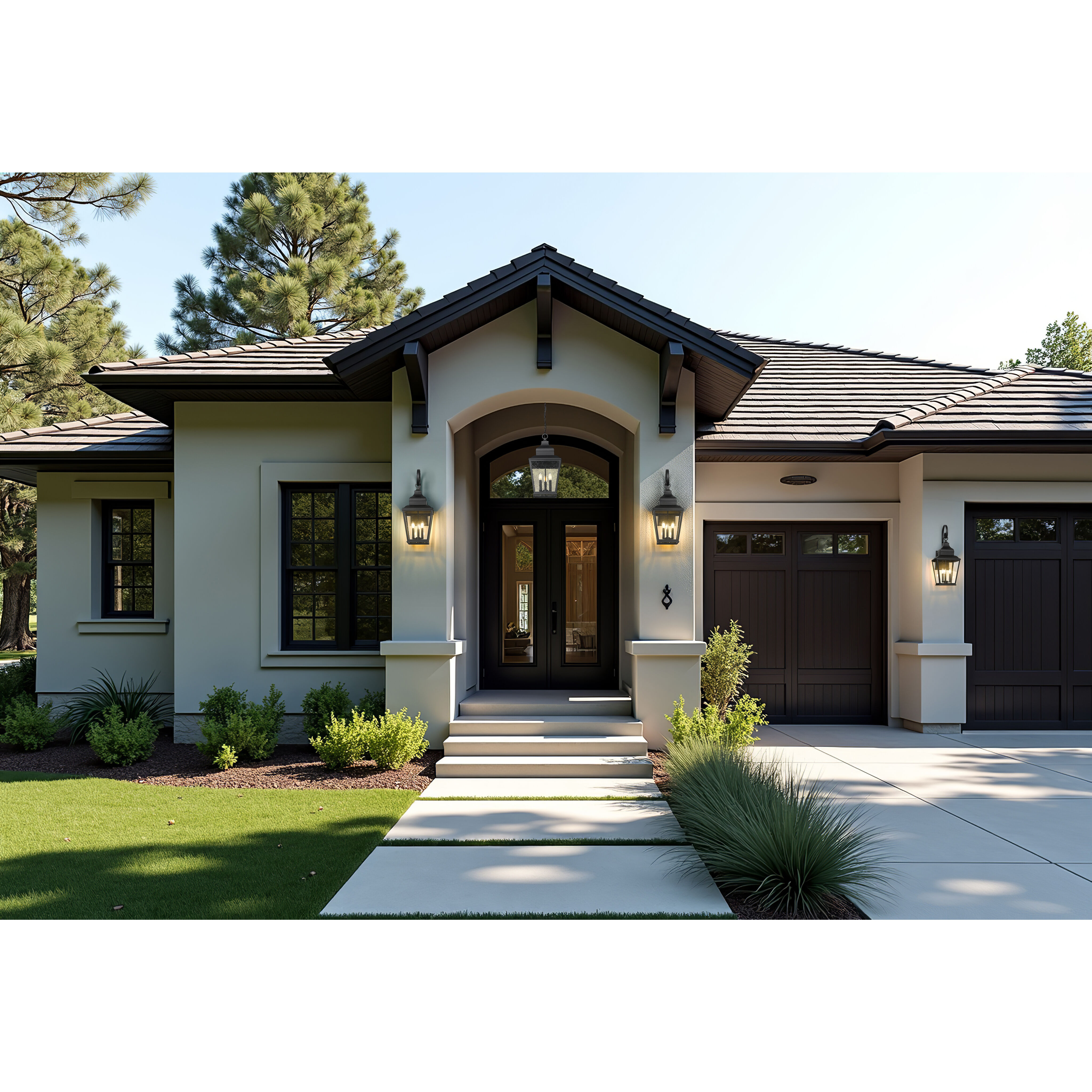 Raphael 3 Light 12 inch Sand Black Outdoor Chain Mount Ceiling Fixture in Soft Sand Black