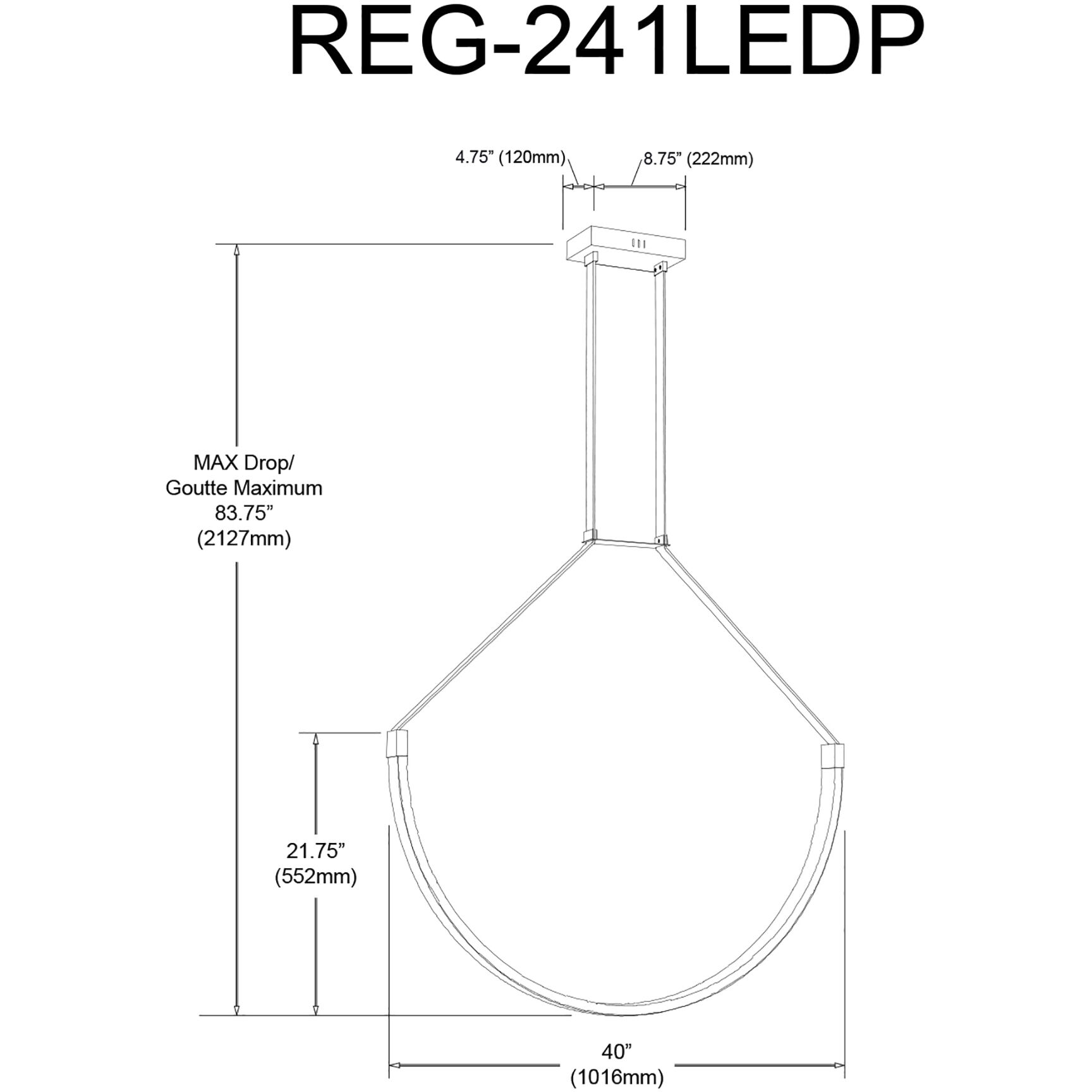 Regan LED 40 inch Matte Black Pendant Ceiling Light