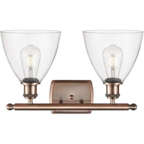 Ballston Ballston Dome 2 Light 18 inch Antique Copper Bath Vanity Light Wall Light in Clear Glass