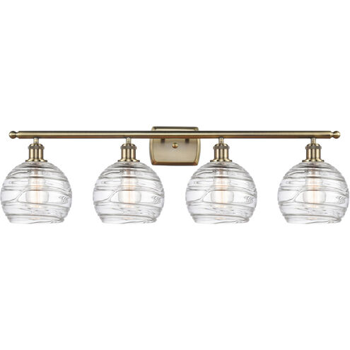 Ballston Deco Swirl 4 Light 36 inch Antique Brass Bath Vanity Light Wall Light in Incandescent, Clear Glass, Ballston
