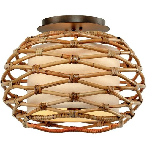 Balboa 3 Light 15.25 inch Textured Bronze Semi Flush Ceiling Light