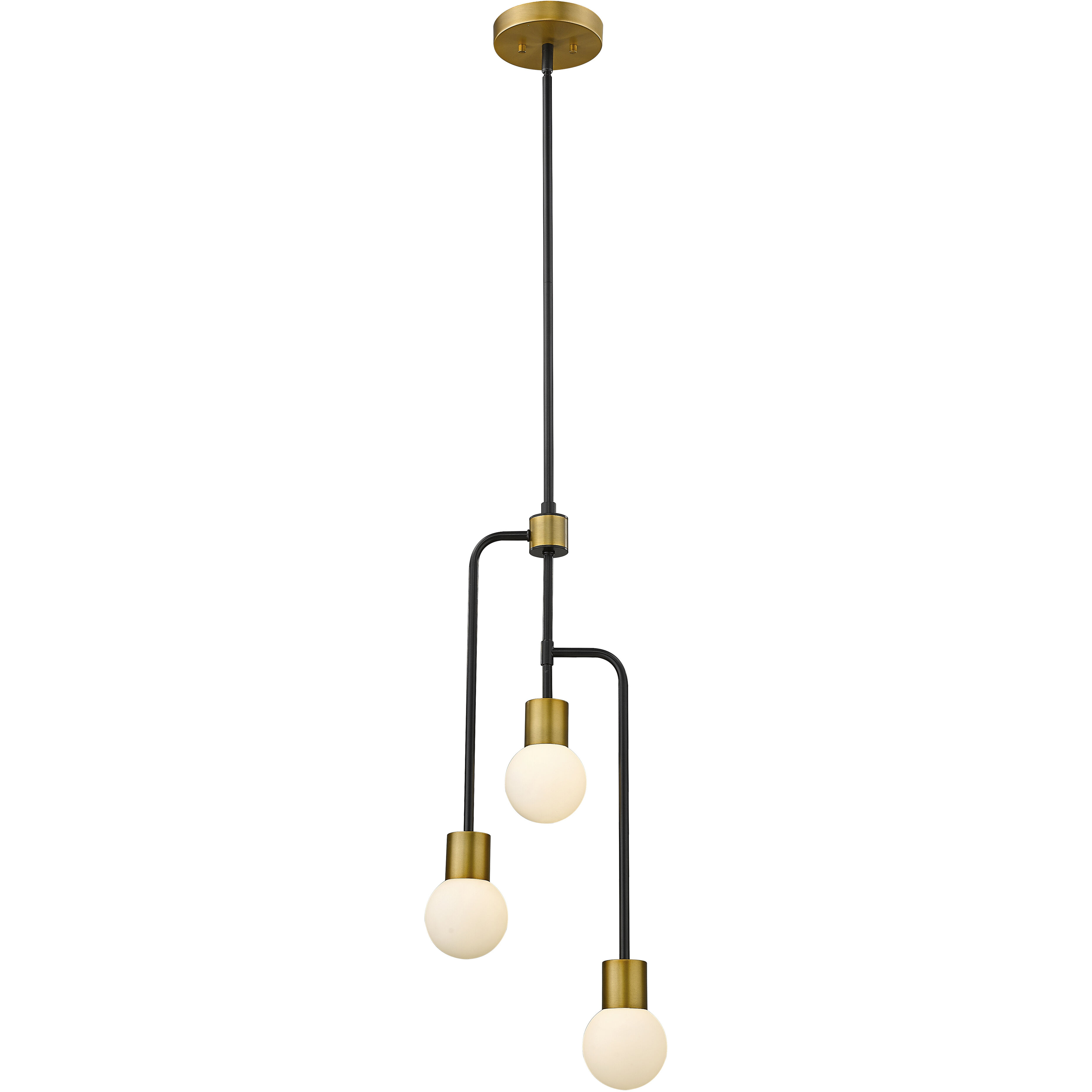 Neutra 3 Light 11.75 inch Matte Black and Foundry Brass Chandelier Ceiling Light
