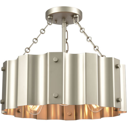 Clausten 3 Light 17 inch Matte Nickel Semi Flush Mount Ceiling Light