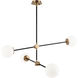 Cosmic 4 Light 43.88 inch Aged Gold Brass Chandelier Ceiling Light in Aged Gold Brass and Opal Glass