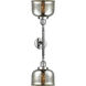 Franklin Restoration Large Bell 2 Light 18 inch Polished Chrome Bath Vanity Light Wall Light in Silver Plated Mercury Glass, Franklin Restoration