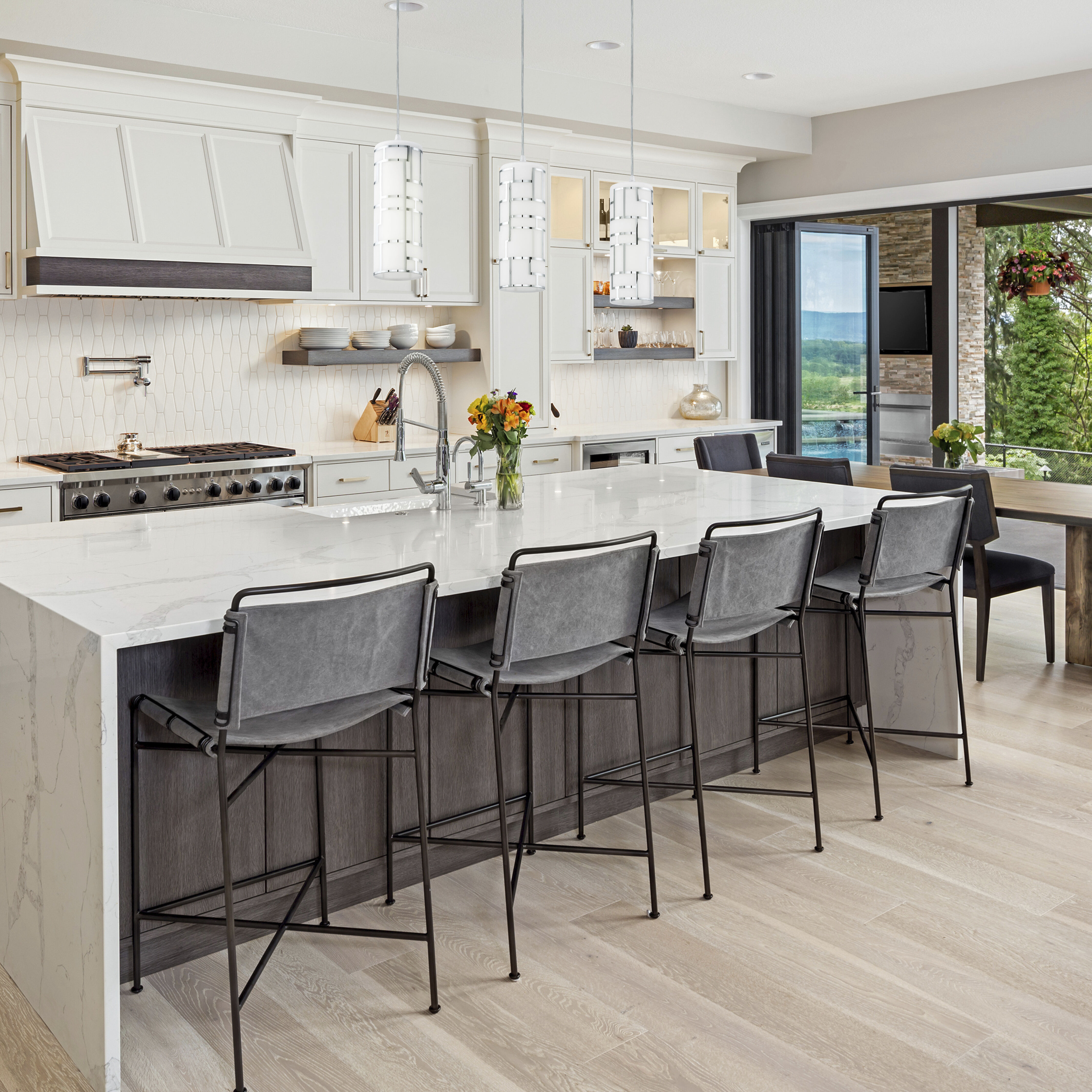 Bayman 3 Light 28.15 inch Chrome Island Trestle Light Ceiling Light