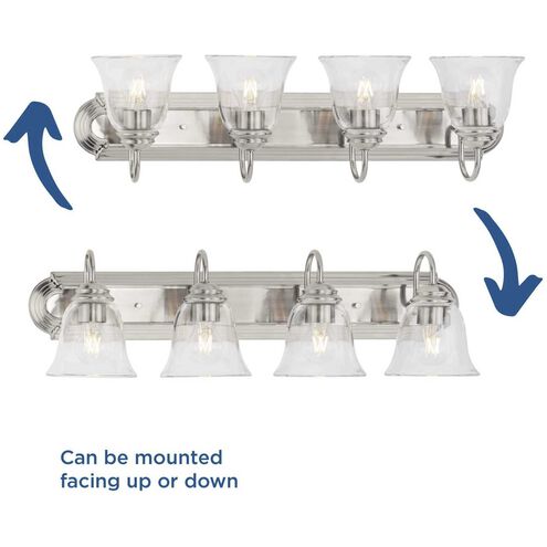 Clear Glass 4 Light 30 inch Brushed Nickel Vanity Light Wall Light