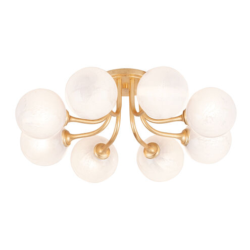 Onyx 8 Light 25 inch Vintage Gold Leaf Semi Flush Mount Ceiling Light