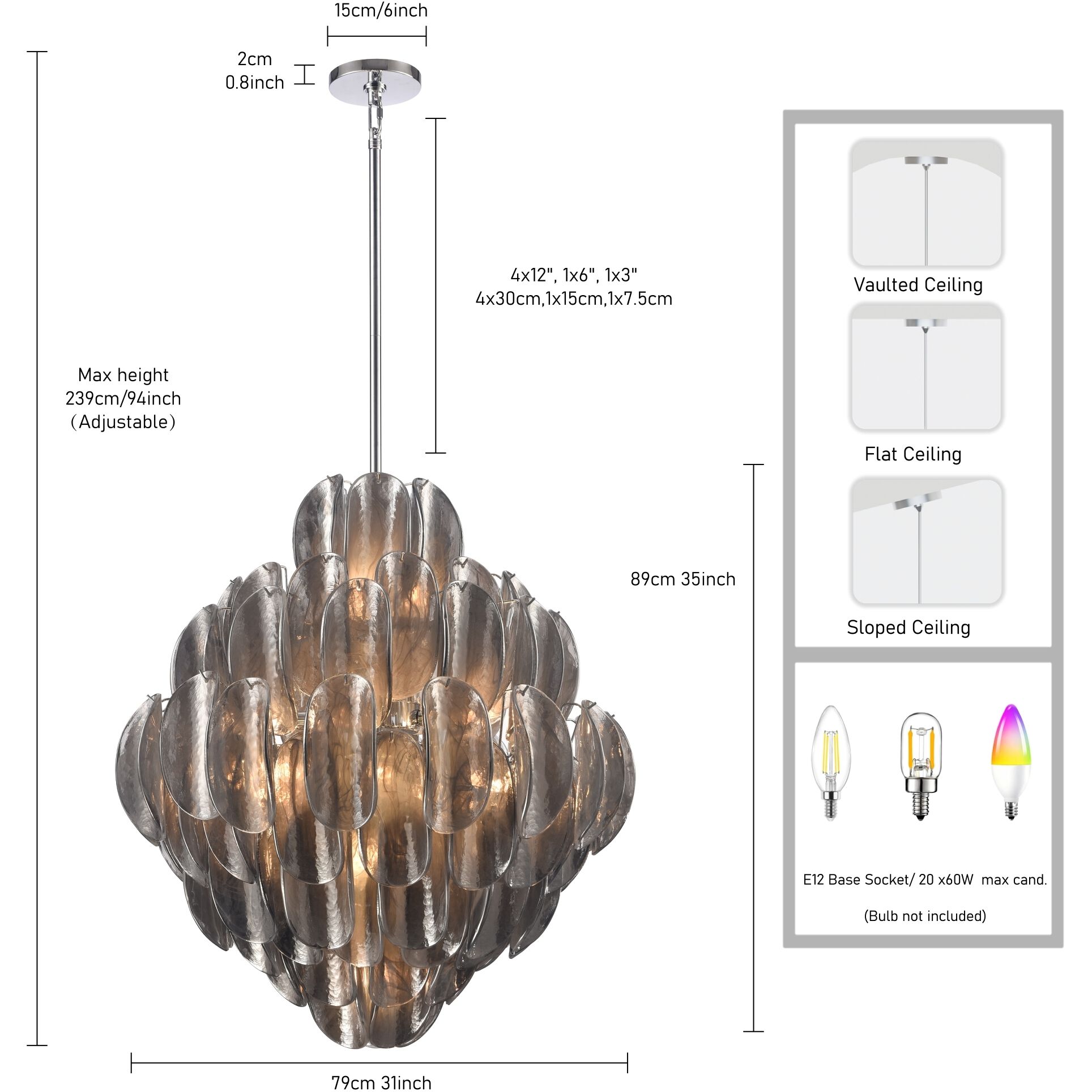 Chateau 20 Light 31.5 inch Polished Chrome Pendant Ceiling Light