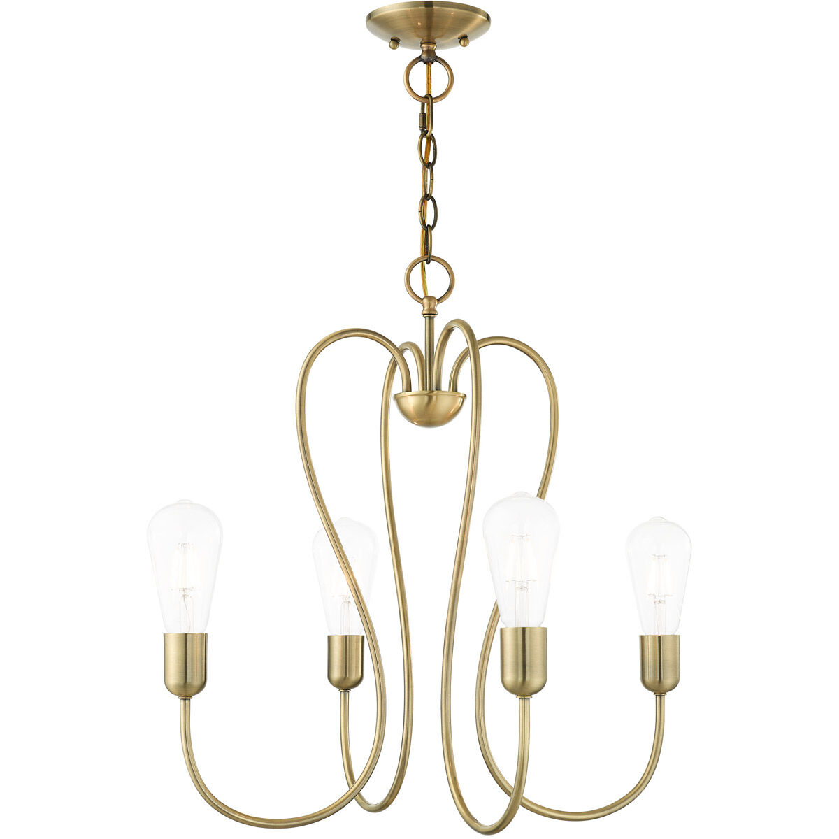 Lucerne 4 Light 20 inch Antique Brass Chandelier Ceiling Light