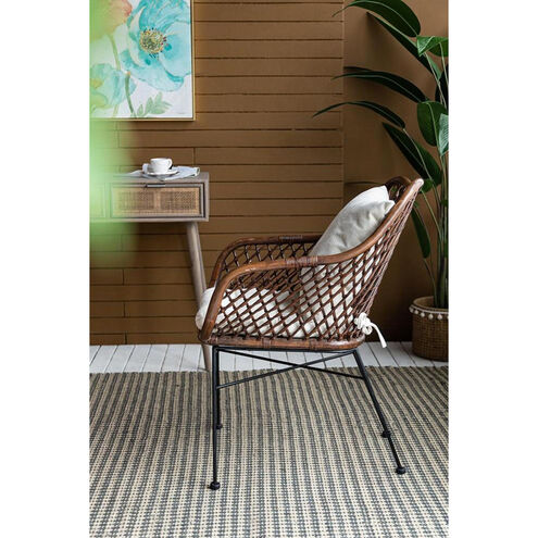 Palapa Black and Natural and White Armchair, With Cushion