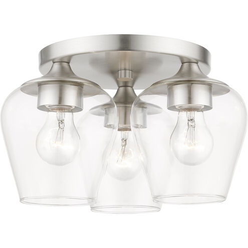 Willow 3 Light 13 inch Brushed Nickel Flush Mount Ceiling Light