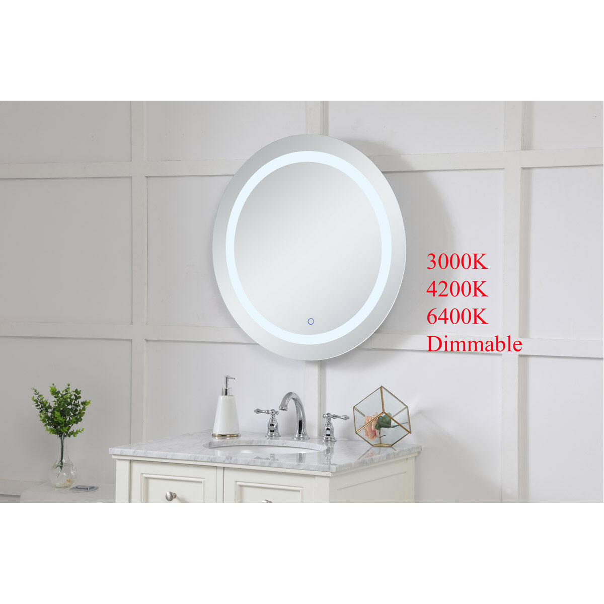 Helios 28 X 28 inch Silver Lighted Wall Mirror