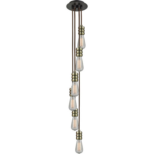 Gatsby Bare Bulb 6 Light 6 inch Oil Rubbed Bronze Multi-Pendant Ceiling Light, Gatsby