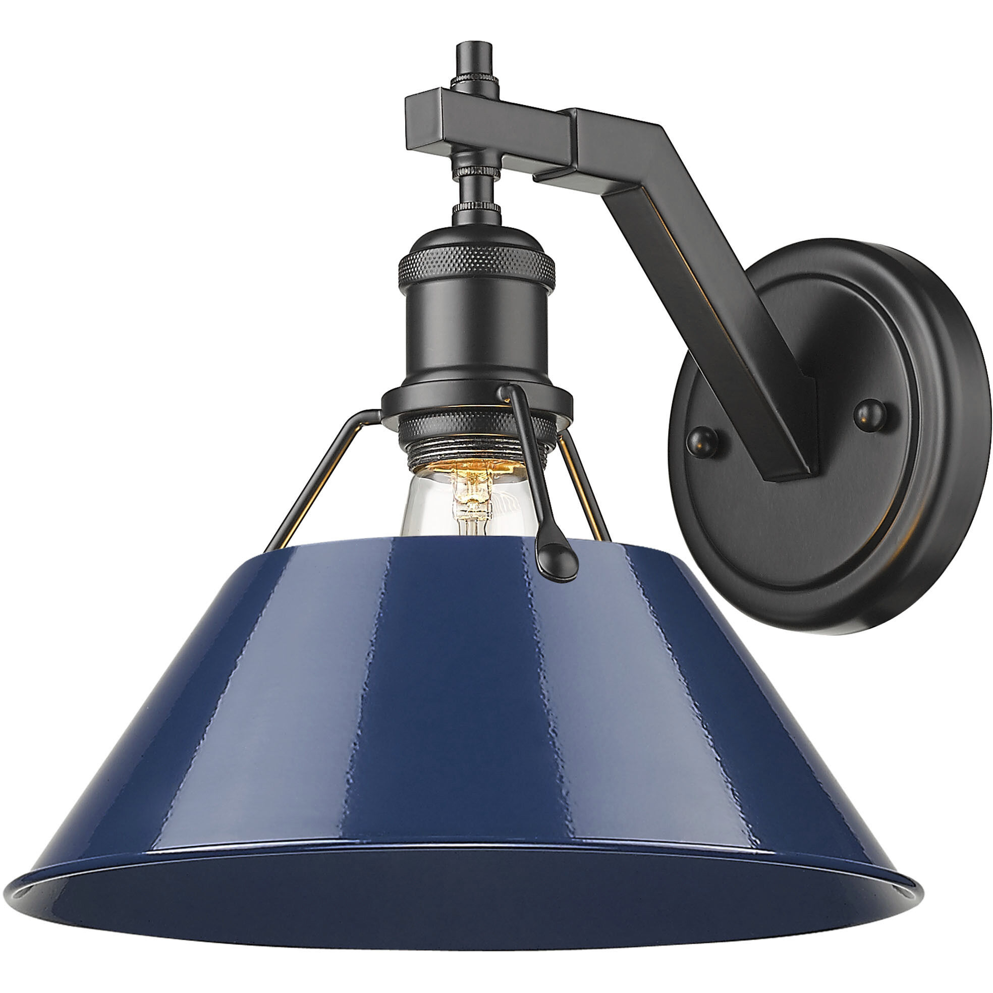 Yep Orwell 1 Light 10 inch Matte Black Wall Sconce Wall Light in Navy, Damp