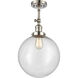 Franklin Restoration XX-Large Beacon 1 Light 12 inch Polished Nickel Semi-Flush Mount Ceiling Light in Seedy Glass, Franklin Restoration