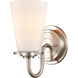 Scarlett 1 Light 5 inch Satin Nickel Bath Vanity Light Wall Light in White Glass