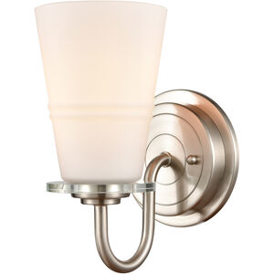 Scarlett LED 5 inch Satin Nickel Bath Vanity Light Wall Light in White Glass