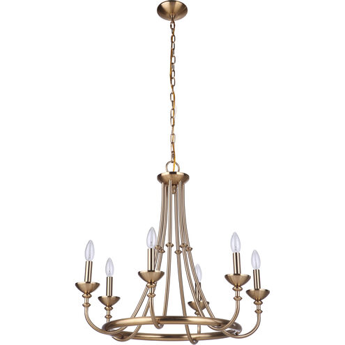 Marlowe 6 Light 24 inch Satin Brass Chandelier Ceiling Light