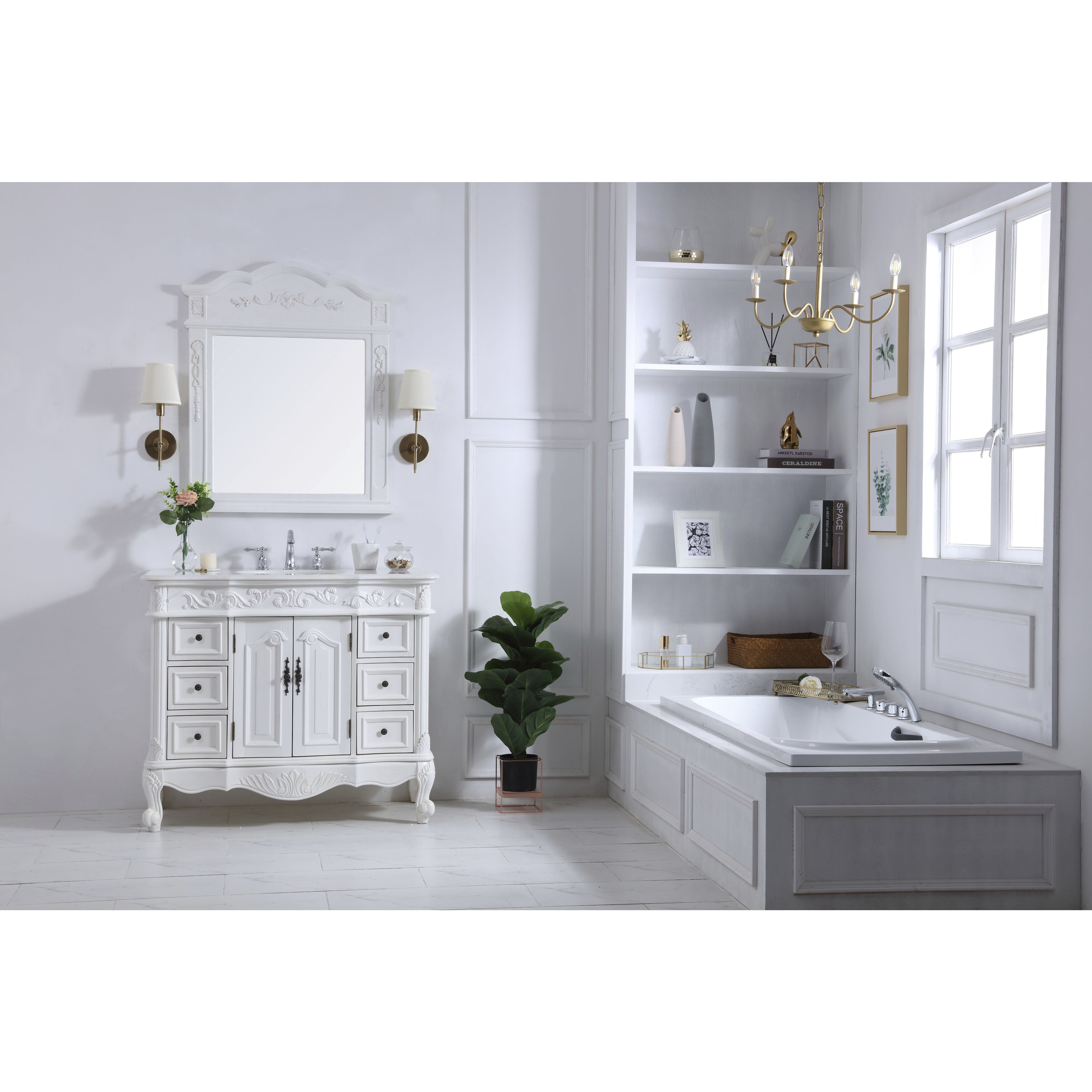 Oakland 84 X 22 X 72 inch Antique White Vanity Sink Set