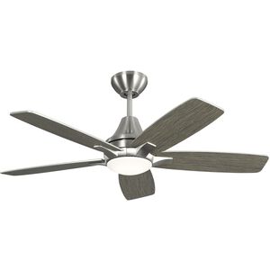 Lowden 44 LED 44 inch Brushed Steel with Silver/Light Grey Weathered Oak Blades Ceiling Fan