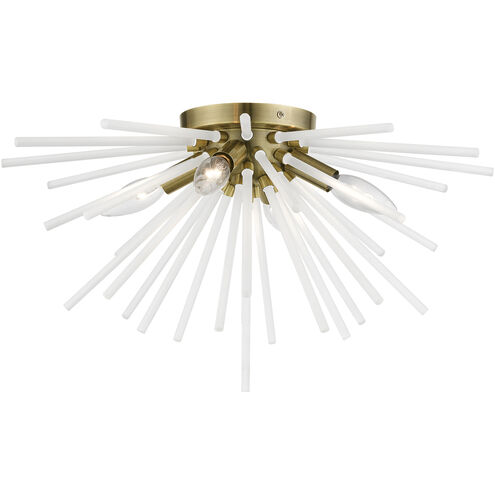 Uptown 4 Light 20 inch Antique Brass Flush Mount Ceiling Light