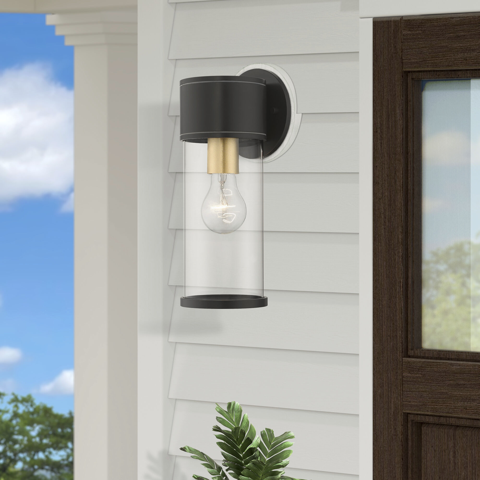 Atlantic 1 Light 4.5 inch Bronze with Antique Gold Finish Accents Outdoor Medium Wall Lantern Wall Light