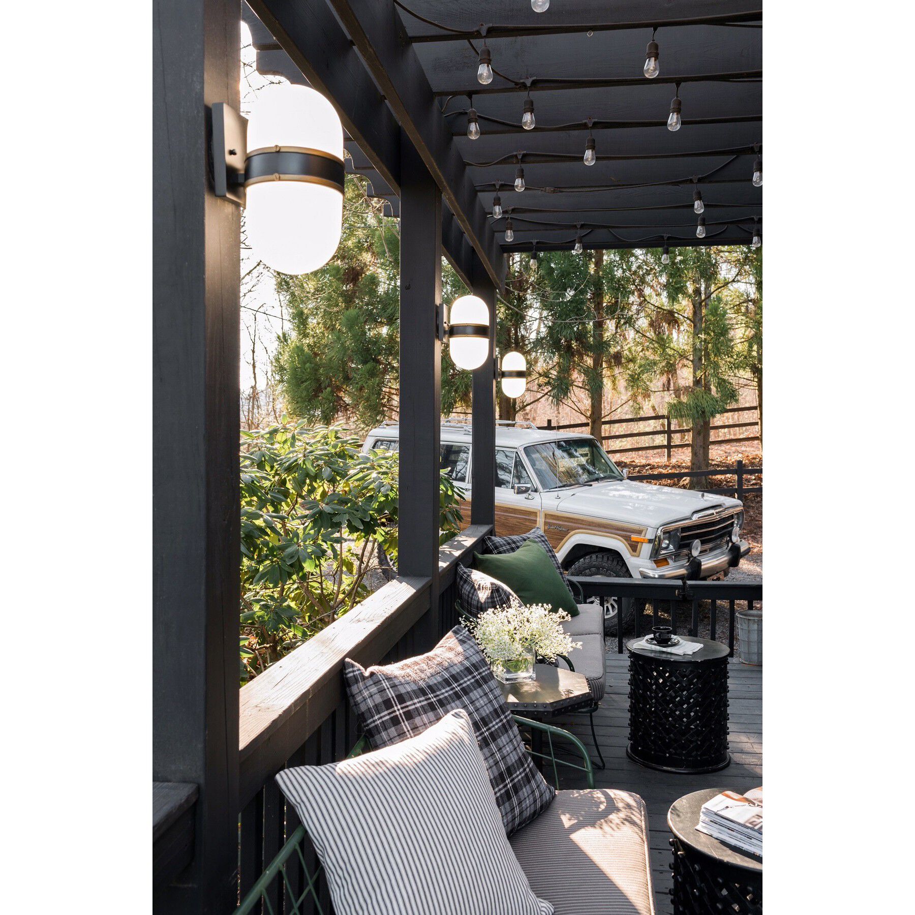 Capsule 1 Light 10 inch Matte Black/Textured Gold Outdoor Sconce, Brian Patrick Flynn