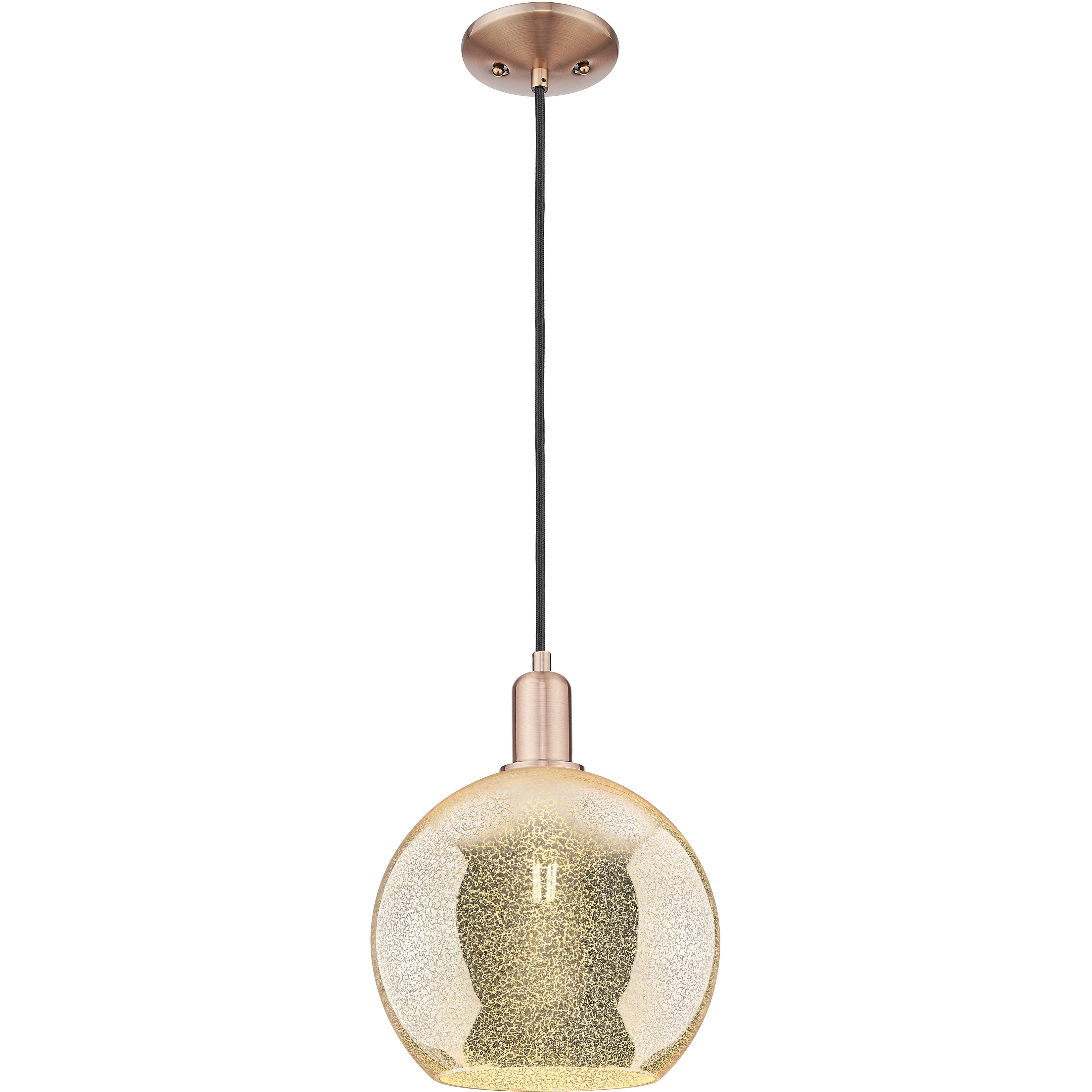 Arcadia Athens 1 Light 10 inch Antique Copper Mini Pendant Ceiling Light in Mercury