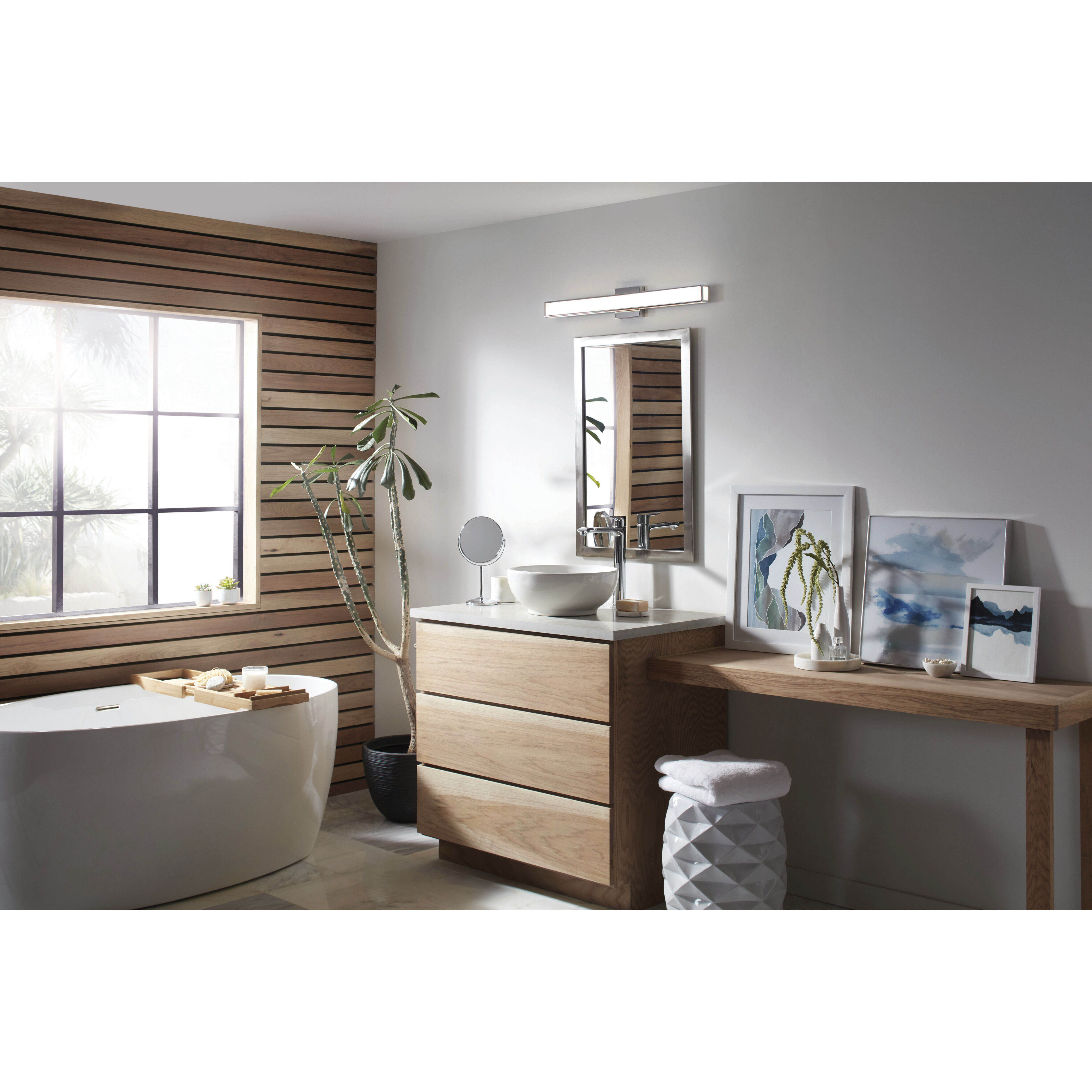 Alto LED 30 inch Chrome Vanity Light Wall Light, Vertical