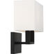 Tribeca 2 Light 14 inch Aged Bronze and White Fabric Vanity Light Wall Light