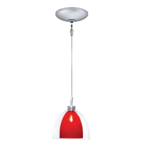 Lina 1 Light 5 inch Satin Nickel Mini Pendant Ceiling Light in Lina Red