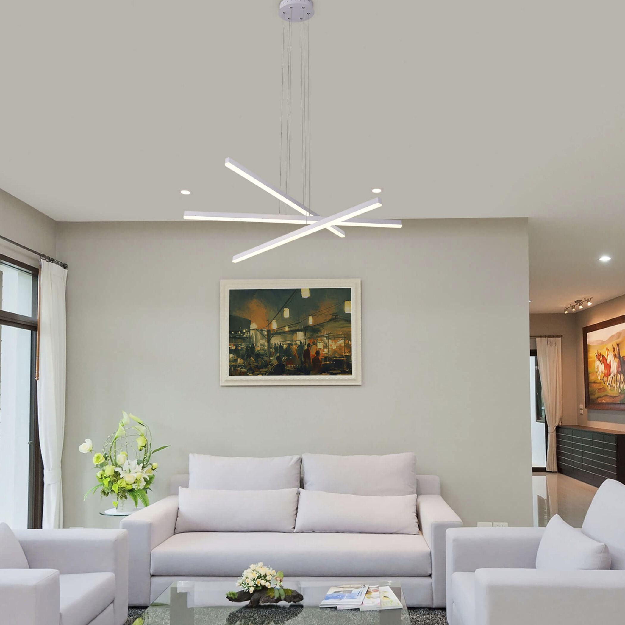 Sirius 39.25 inch White Pendant Ceiling Light